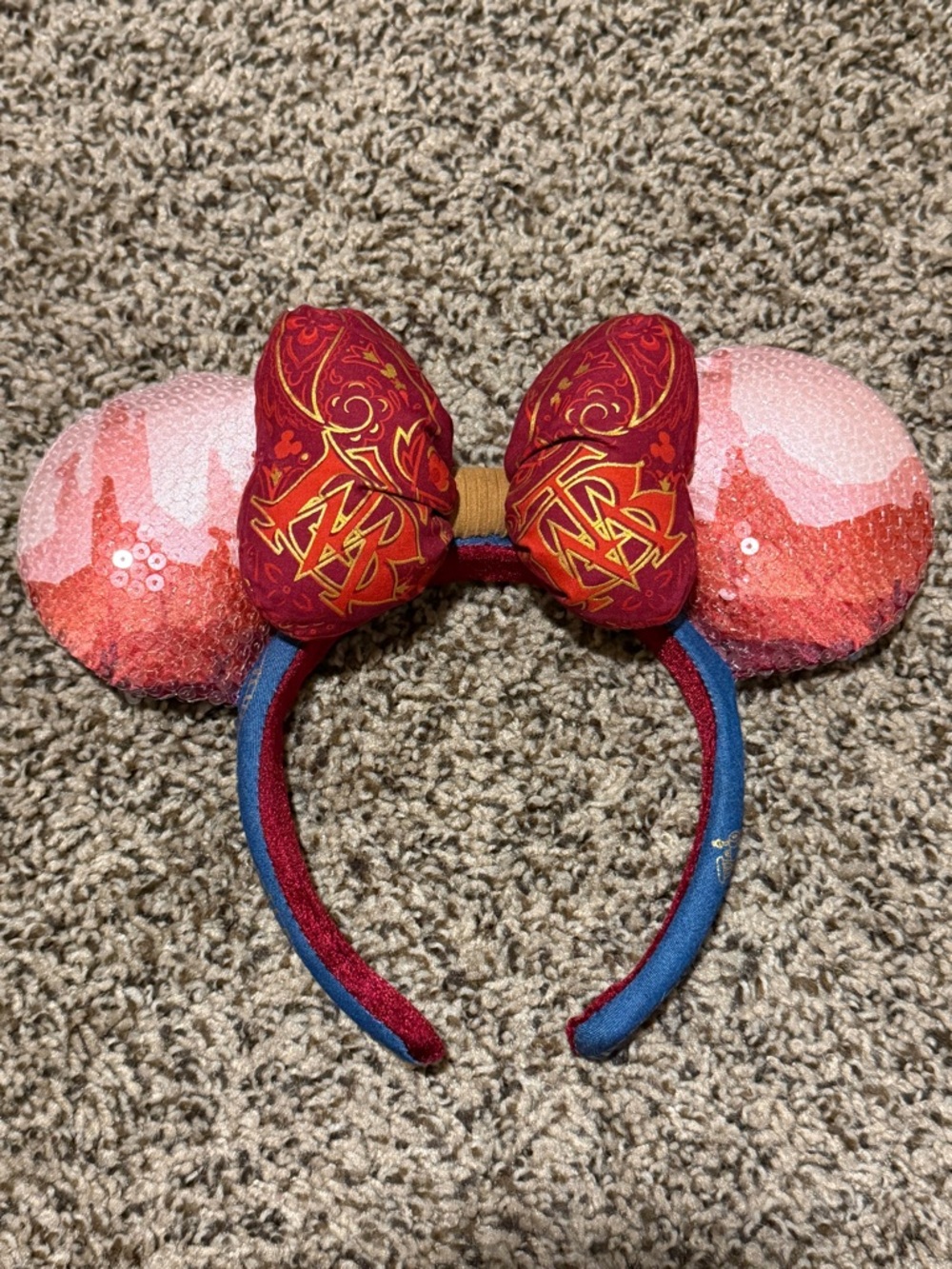 Red and Pink Sequin big thunder mountain Minnie mouse ears